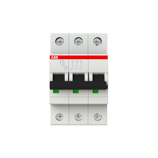 ABB S203-C40 Miniature Circuit Breaker - 3P - C - 40 A 2CDS253001R0404