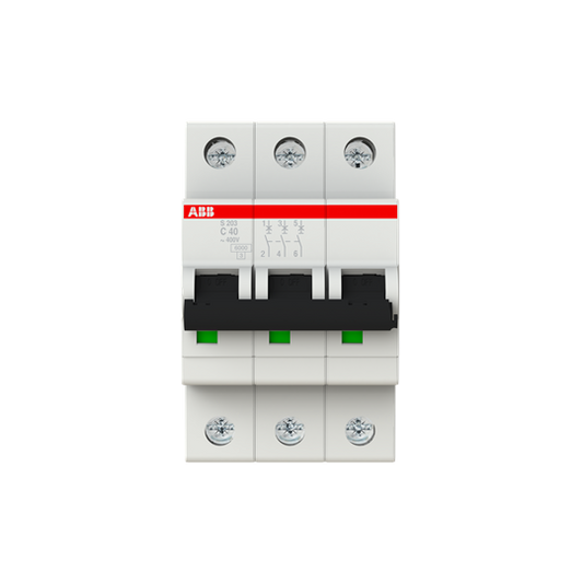 ABB S203-C40 Miniature Circuit Breaker - 3P - C - 40 A 2CDS253001R0404
