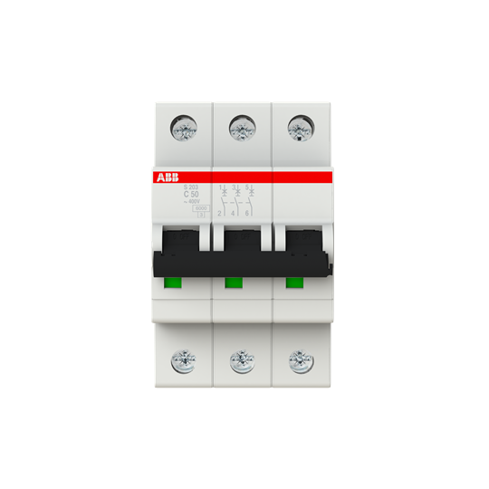 ABB S203-C50 Miniature Circuit Breaker - 3P - C - 50 A 2CDS253001R0504