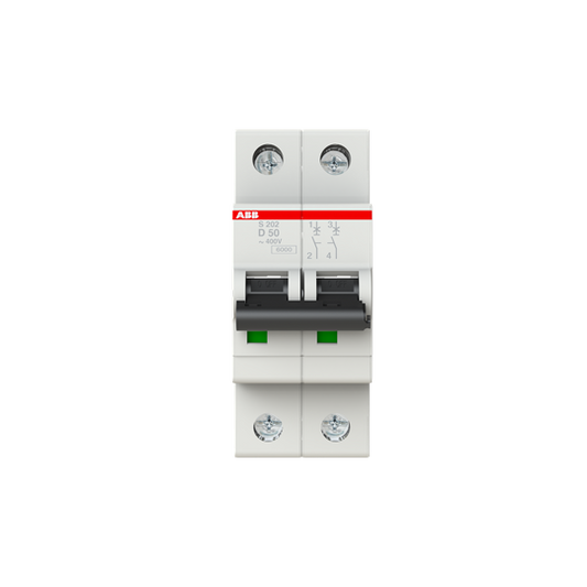 ABB S202-D50 Miniature Circuit Breaker - 2P - D - 50 A 2CDS252001R0501