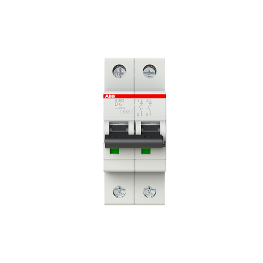 ABB S202-C6 Miniature Circuit Breaker - 2P - C - 6 A 2CDS252001R0064