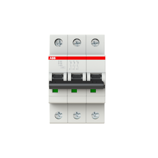 ABB S203-D32 Miniature Circuit Breaker - 3P - D - 32 A 2CDS253001R0321