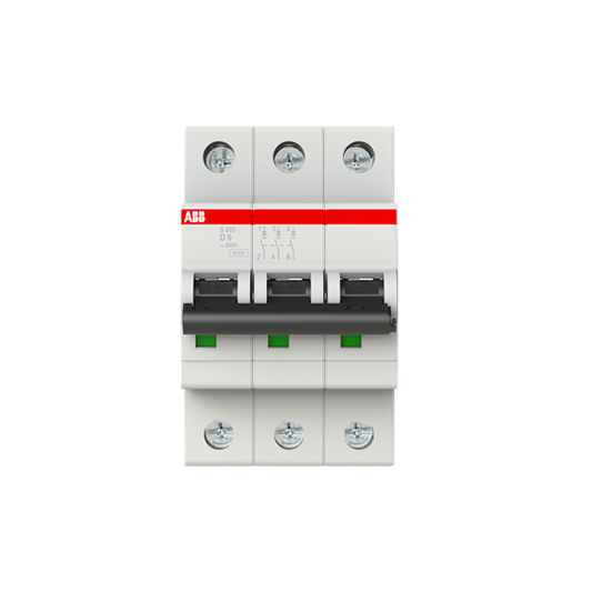 ABB S203-D6 Miniature Circuit Breaker - 3P - D - 6 A 2CDS253001R0061
