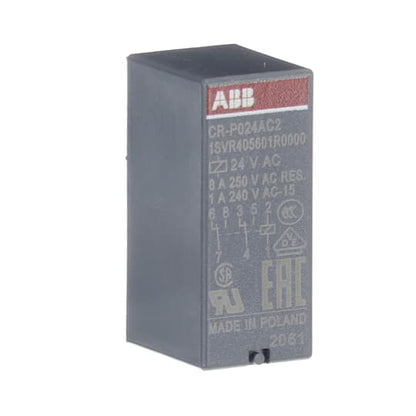 ABB CR-P024AC2 Pluggable interface relay 2c/o, A1-A2=24VAC, 250V/8A 1SVR405601R0000