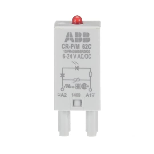 ABB CR-P/M 62C Pluggable module varistor and LED red, 6-24VAC/DC 1SVR405655R0000