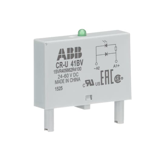 ABB CR-U 41BV Pluggable module diode and LED green, 24-60VDC,A1+, A2- 1SVR405662R4100