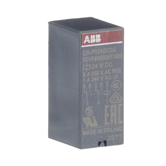 ABB CR-P024DC2G Pluggable interface relay 2c/o,A1-A2=24VDC, 250V/8A, g ...