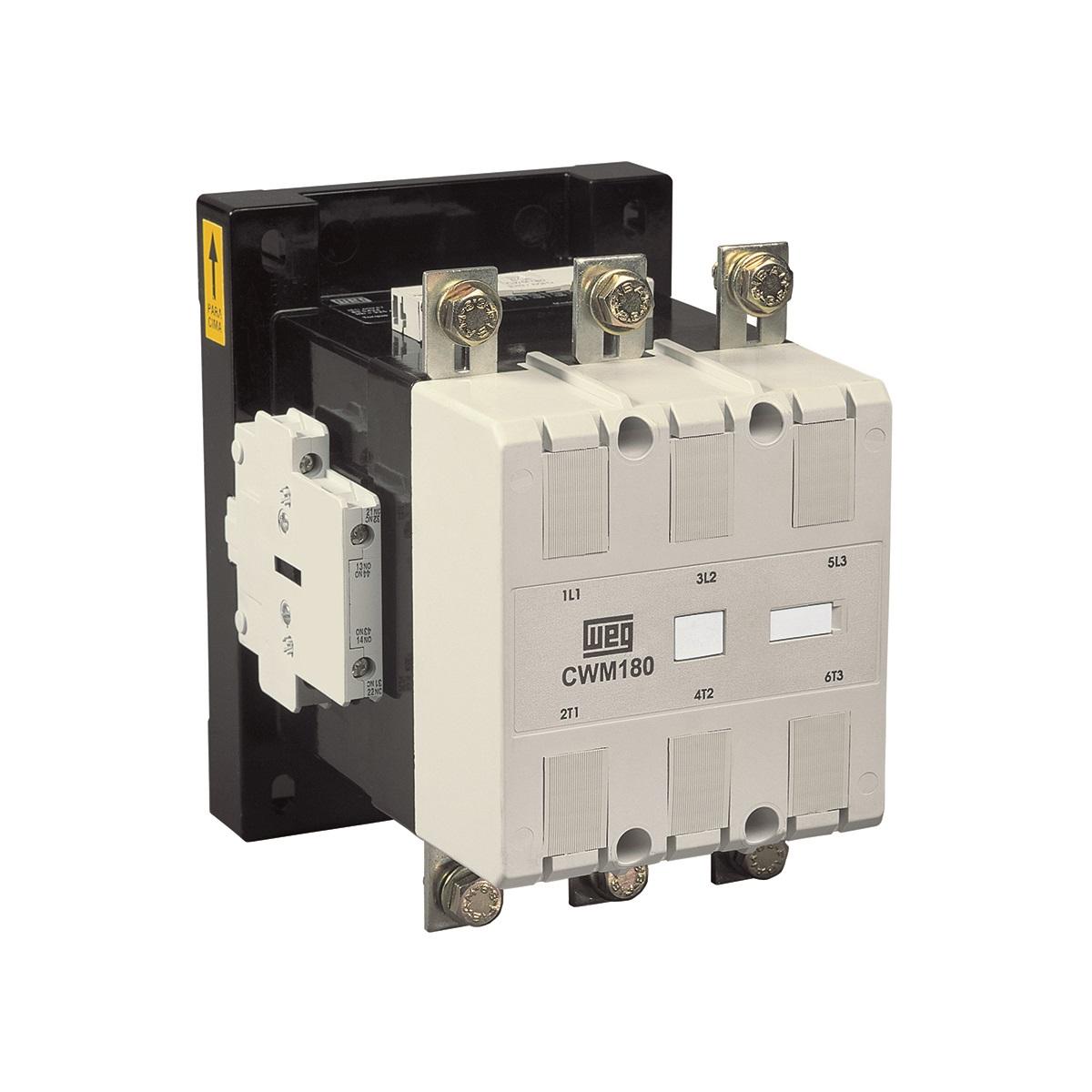 WEG CONTACTOR 3 POLE CWM180-22-30E02 90 kW 180A AC-3 2N/O + 2N/C AUX. (24-28VAC/DC) 10535727