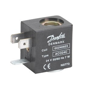 Danfoss Solenoid coil, AC024C, DIN Spade, Supply voltage [V] AC: 24, Multi pack
